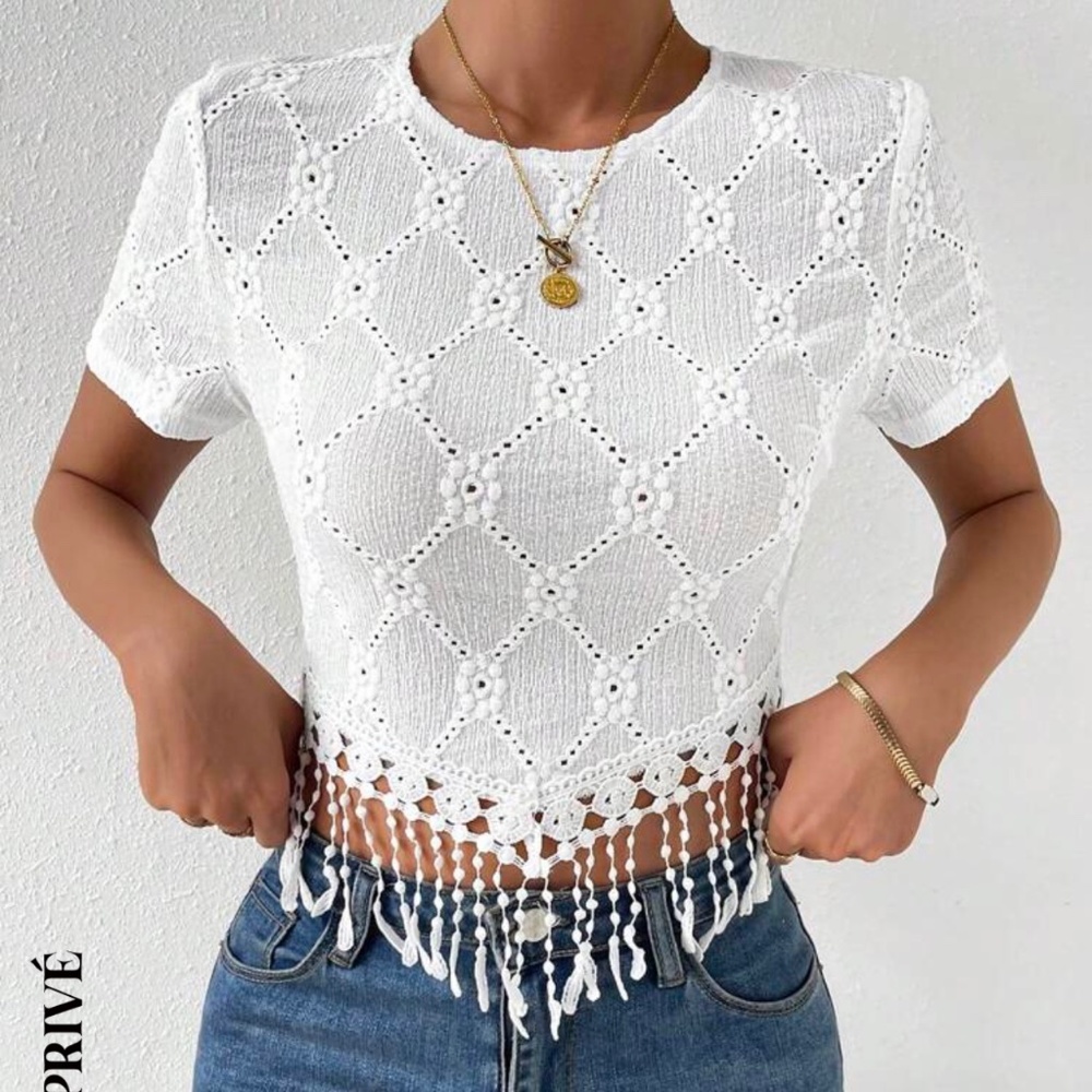 SHEIN Fringe Crop Top